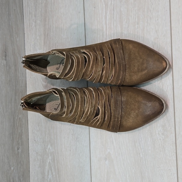 Free People Women Lost valley Ankle Sliced Leather Boots boho shoes sz 38/7.5-8 - Picture 4 of 14